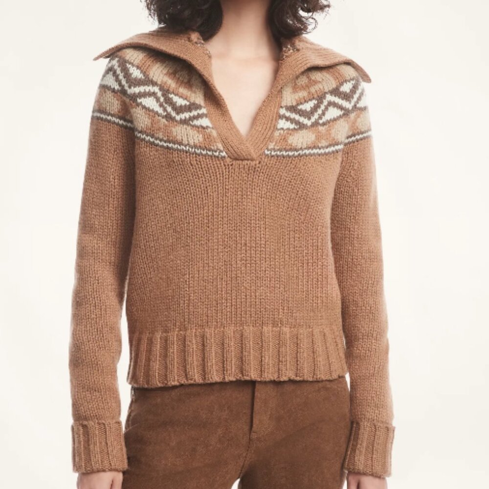 Brooks Brothers Brown Patterned V-Neck Sweater